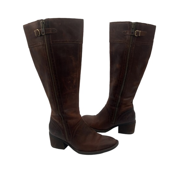 Born Brown Leather Wide Shaft Riding Boots Size 6.5 Women's - Picture 1 of 14